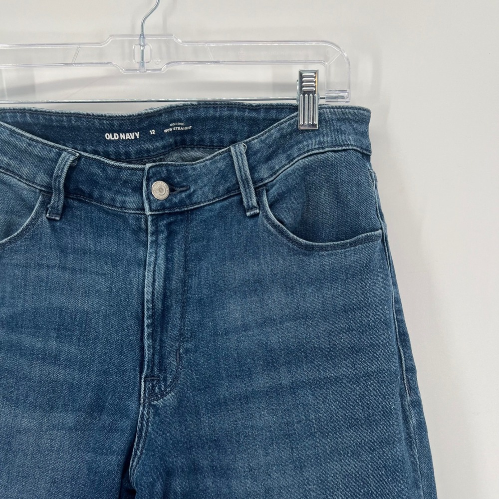 Old Navy Womens High Rise Wow Straight Jeans Medium Wash Size 12 Denim - Picture 2 of 7